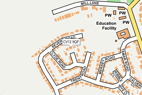 CV12 9QF map - OS OpenMap – Local (Ordnance Survey)