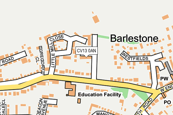 CV13 0AN map - OS OpenMap – Local (Ordnance Survey)