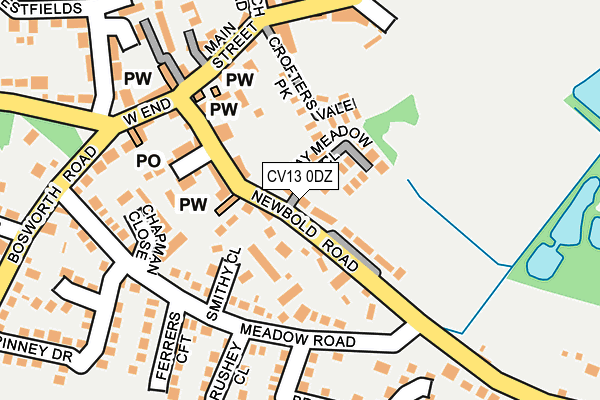 CV13 0DZ map - OS OpenMap – Local (Ordnance Survey)