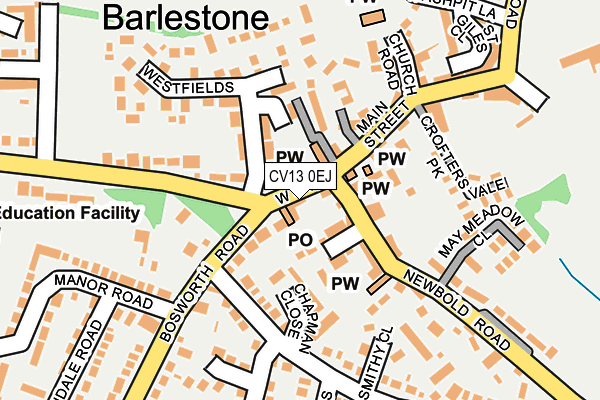 CV13 0EJ map - OS OpenMap – Local (Ordnance Survey)