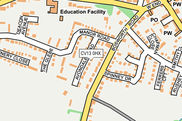CV13 0HX map - OS OpenMap – Local (Ordnance Survey)