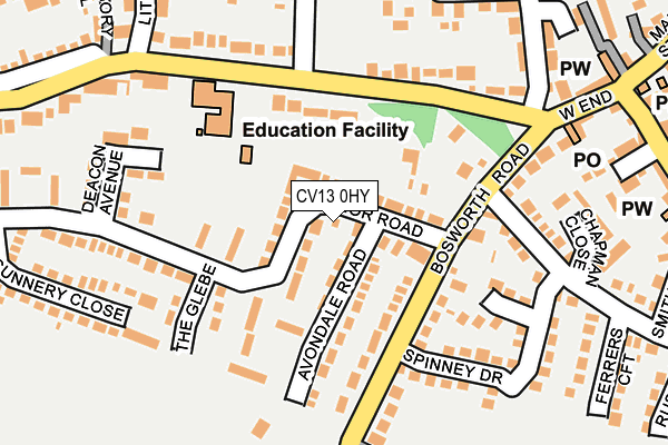 CV13 0HY map - OS OpenMap – Local (Ordnance Survey)