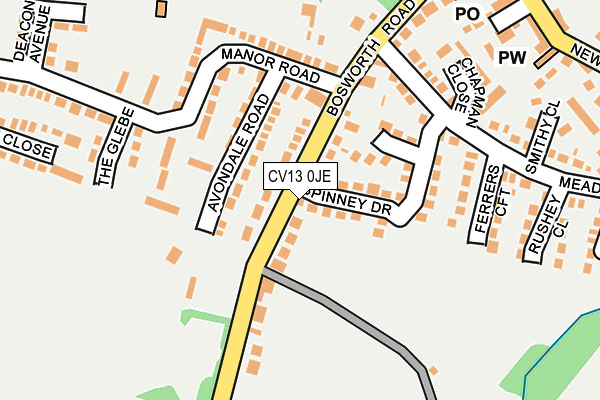 CV13 0JE map - OS OpenMap – Local (Ordnance Survey)