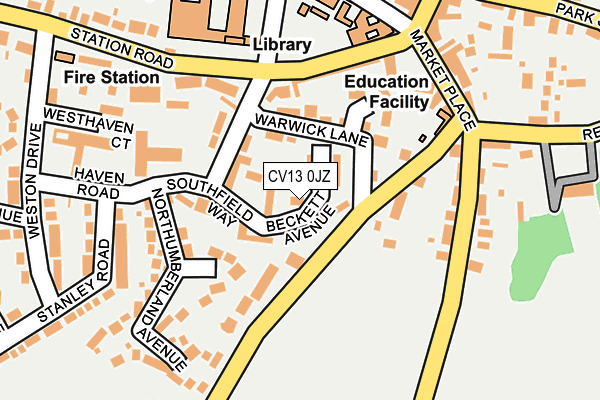 CV13 0JZ map - OS OpenMap – Local (Ordnance Survey)