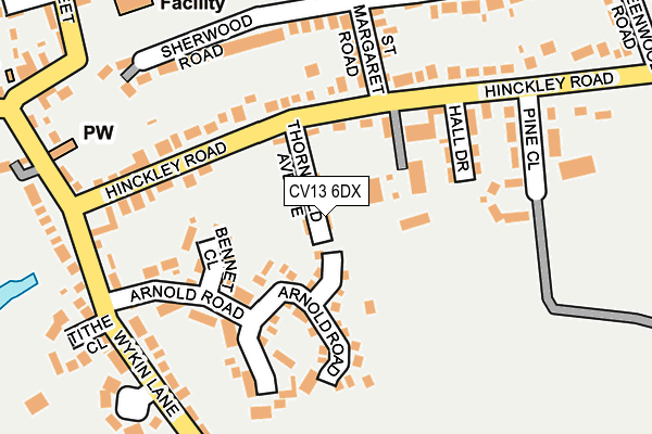 CV13 6DX map - OS OpenMap – Local (Ordnance Survey)