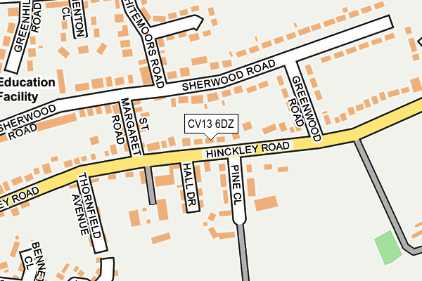 CV13 6DZ map - OS OpenMap – Local (Ordnance Survey)