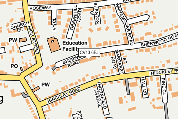 CV13 6EJ map - OS OpenMap – Local (Ordnance Survey)