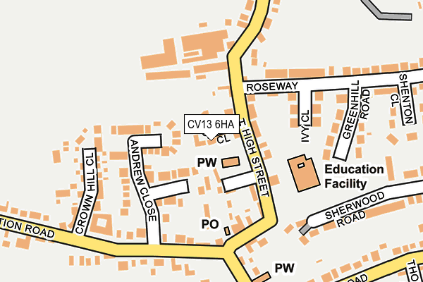 CV13 6HA map - OS OpenMap – Local (Ordnance Survey)