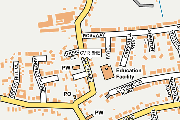 CV13 6HE map - OS OpenMap – Local (Ordnance Survey)