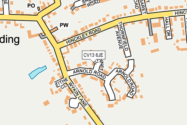 CV13 6JE map - OS OpenMap – Local (Ordnance Survey)