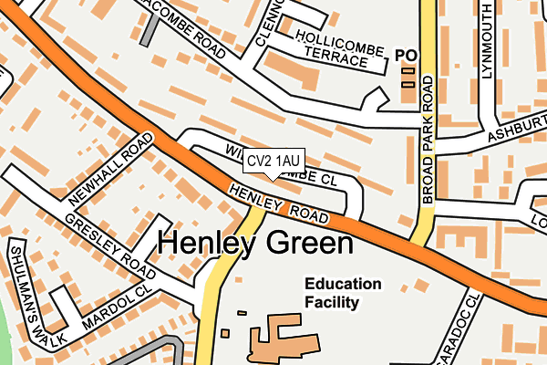 CV2 1AU map - OS OpenMap – Local (Ordnance Survey)