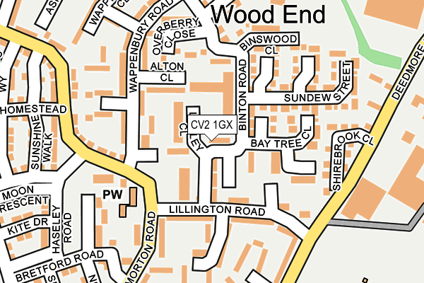 CV2 1GX map - OS OpenMap – Local (Ordnance Survey)