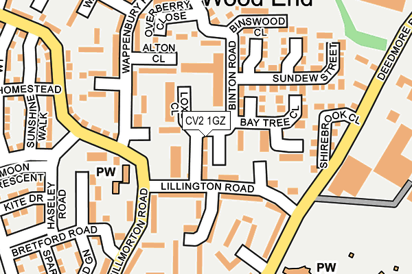 CV2 1GZ map - OS OpenMap – Local (Ordnance Survey)