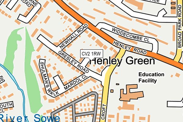 CV2 1RW map - OS OpenMap – Local (Ordnance Survey)