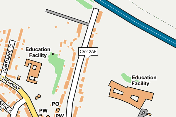 CV2 2AF map - OS OpenMap – Local (Ordnance Survey)