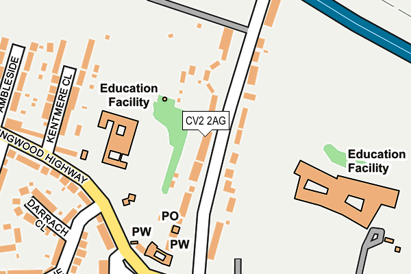 CV2 2AG map - OS OpenMap – Local (Ordnance Survey)