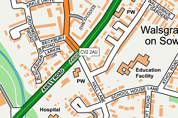 CV2 2AU map - OS OpenMap – Local (Ordnance Survey)