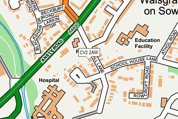 CV2 2AW map - OS OpenMap – Local (Ordnance Survey)