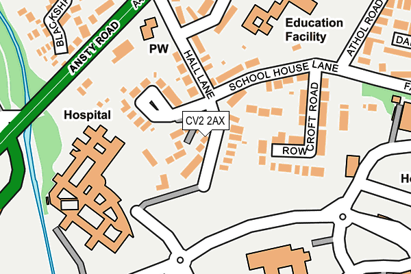 CV2 2AX map - OS OpenMap – Local (Ordnance Survey)