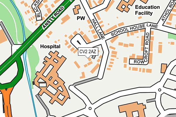 CV2 2AZ map - OS OpenMap – Local (Ordnance Survey)