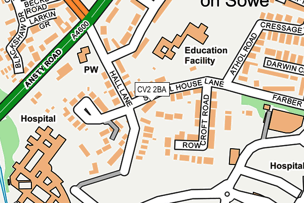 CV2 2BA map - OS OpenMap – Local (Ordnance Survey)