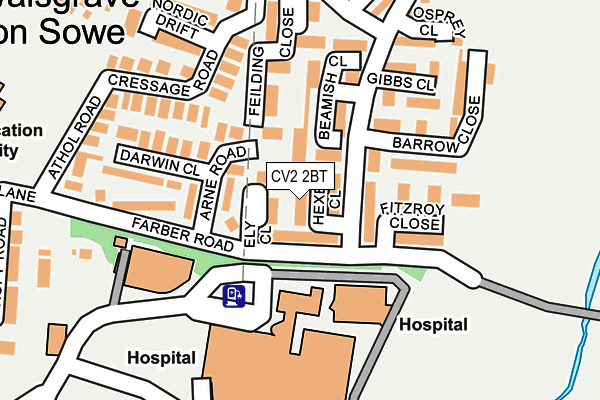 CV2 2BT map - OS OpenMap – Local (Ordnance Survey)