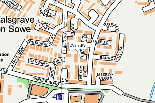 CV2 2BW map - OS OpenMap – Local (Ordnance Survey)