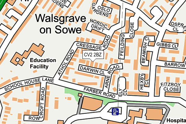 CV2 2BZ map - OS OpenMap – Local (Ordnance Survey)