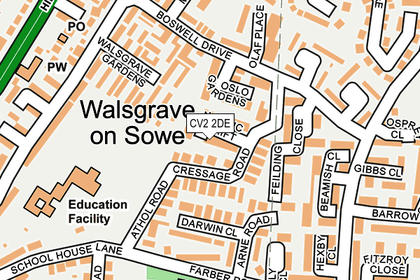 CV2 2DE map - OS OpenMap – Local (Ordnance Survey)