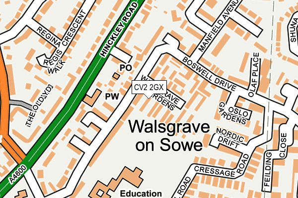 CV2 2GX map - OS OpenMap – Local (Ordnance Survey)