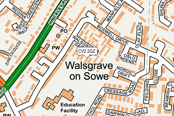 CV2 2GZ map - OS OpenMap – Local (Ordnance Survey)