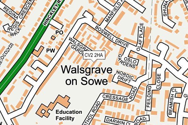 CV2 2HA map - OS OpenMap – Local (Ordnance Survey)