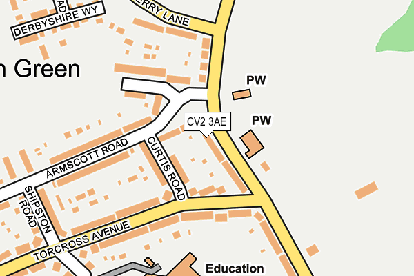 CV2 3AE map - OS OpenMap – Local (Ordnance Survey)