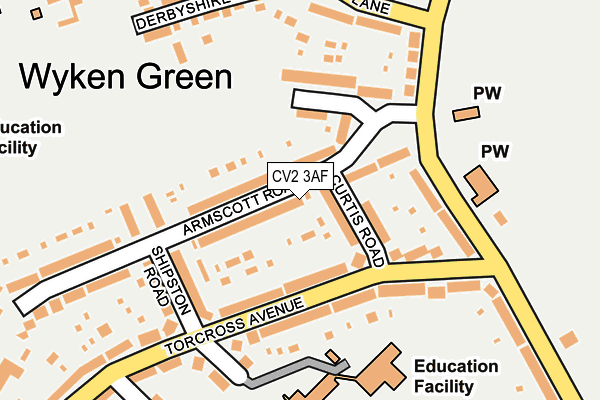 CV2 3AF map - OS OpenMap – Local (Ordnance Survey)