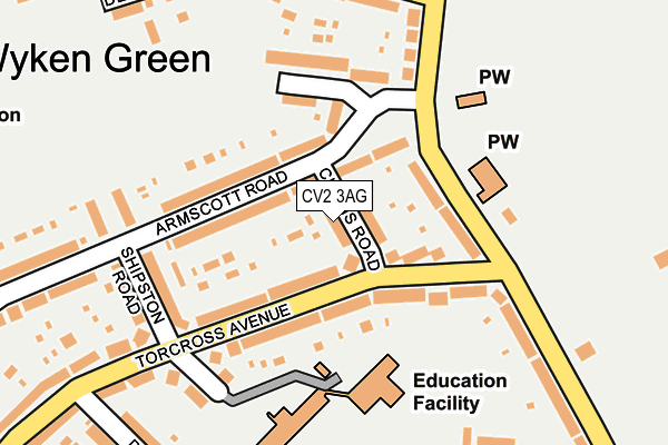 CV2 3AG map - OS OpenMap – Local (Ordnance Survey)