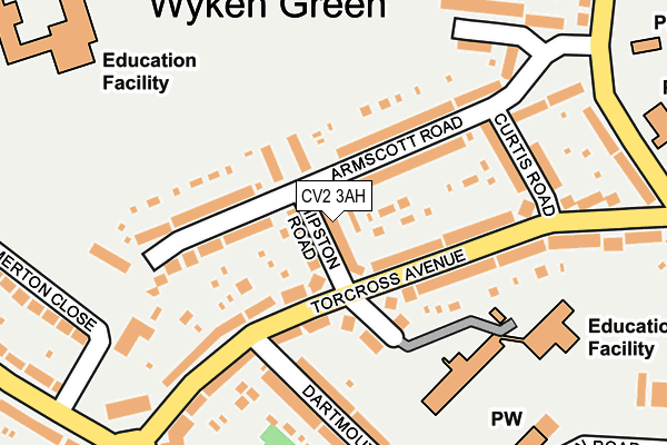 CV2 3AH map - OS OpenMap – Local (Ordnance Survey)