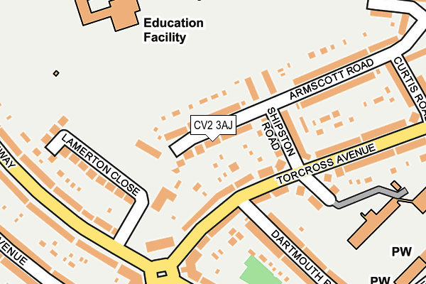 CV2 3AJ map - OS OpenMap – Local (Ordnance Survey)