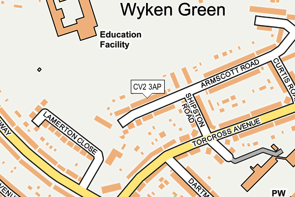 CV2 3AP map - OS OpenMap – Local (Ordnance Survey)