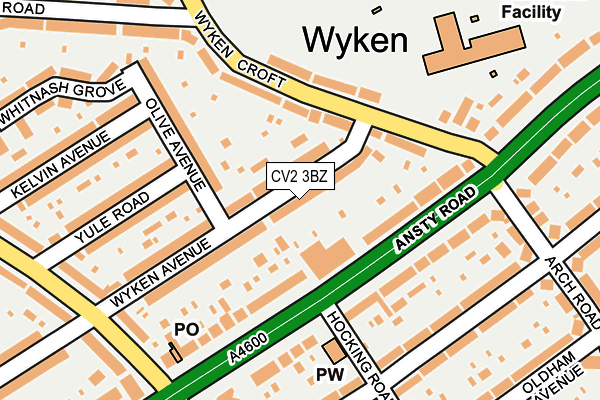 CV2 3BZ map - OS OpenMap – Local (Ordnance Survey)