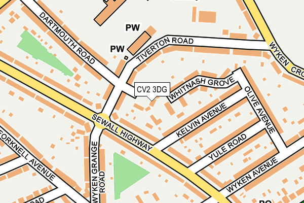 CV2 3DG map - OS OpenMap – Local (Ordnance Survey)