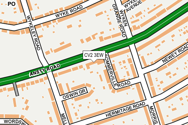 CV2 3EW map - OS OpenMap – Local (Ordnance Survey)