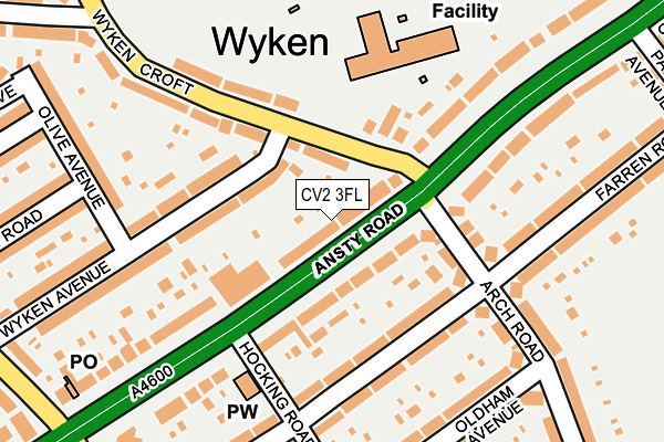 CV2 3FL map - OS OpenMap – Local (Ordnance Survey)