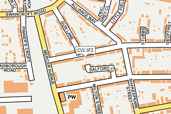 CV2 3FZ map - OS OpenMap – Local (Ordnance Survey)