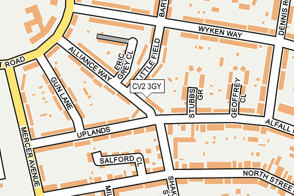 CV2 3GY map - OS OpenMap – Local (Ordnance Survey)