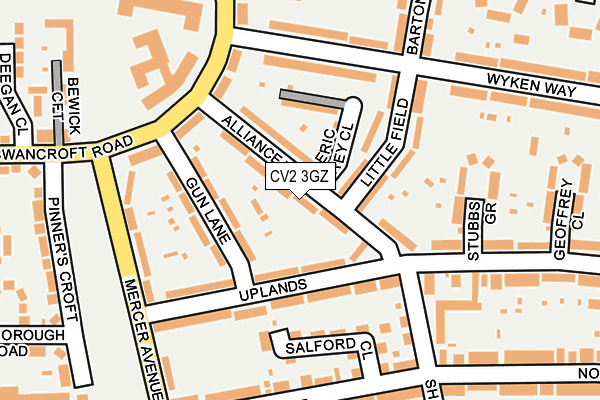 CV2 3GZ map - OS OpenMap – Local (Ordnance Survey)