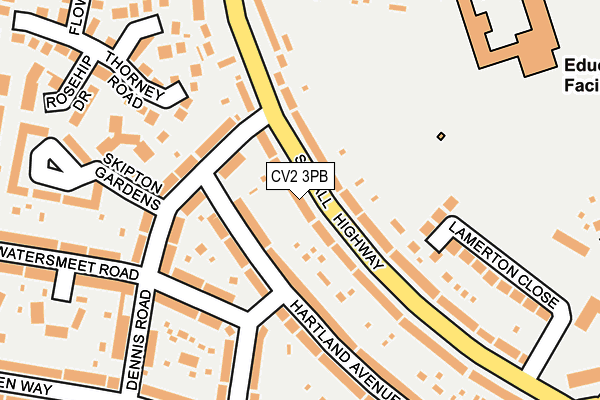 CV2 3PB map - OS OpenMap – Local (Ordnance Survey)