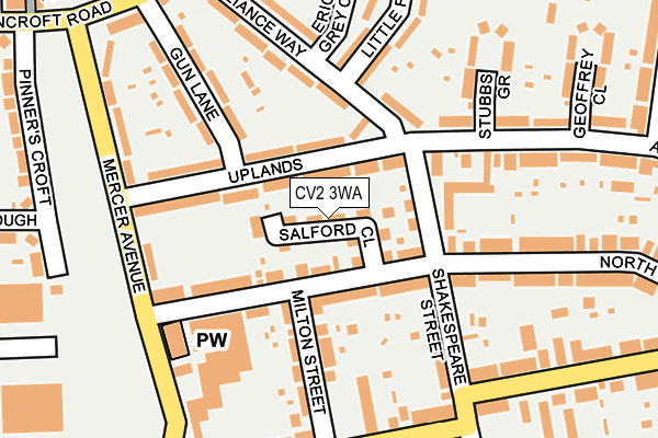CV2 3WA map - OS OpenMap – Local (Ordnance Survey)