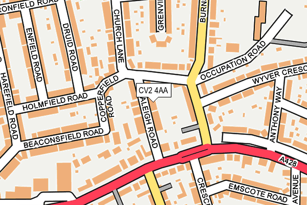 CV2 4AA map - OS OpenMap – Local (Ordnance Survey)