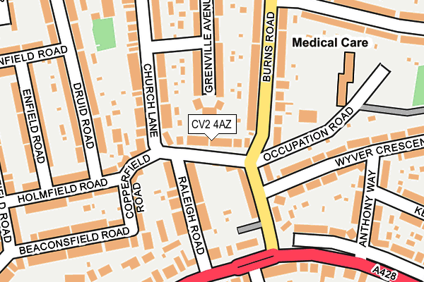 CV2 4AZ map - OS OpenMap – Local (Ordnance Survey)