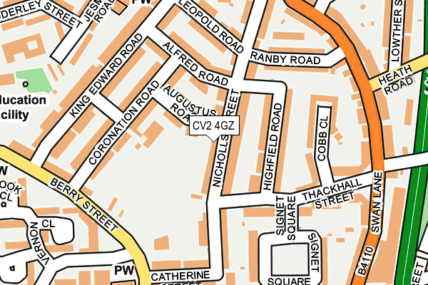 CV2 4GZ map - OS OpenMap – Local (Ordnance Survey)